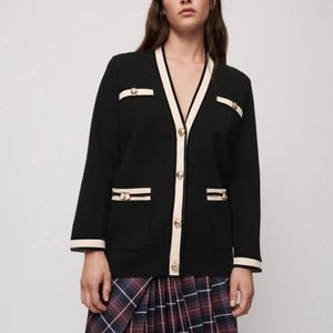 Maje Contrasting Knit Cardigan